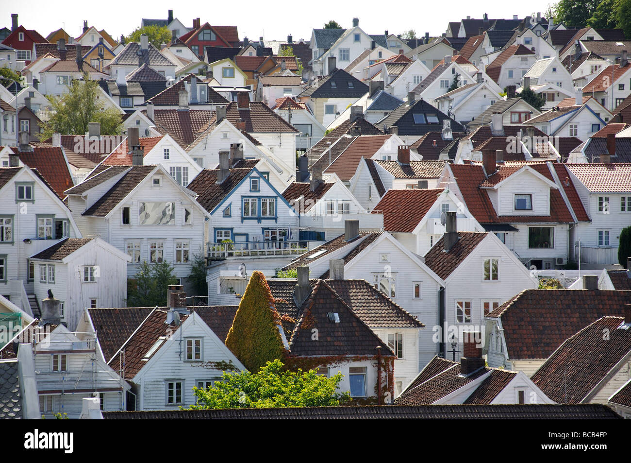 Wooden houses, Gamle Stavanger, Stavanger, Rogaland, Norway Stock Photo