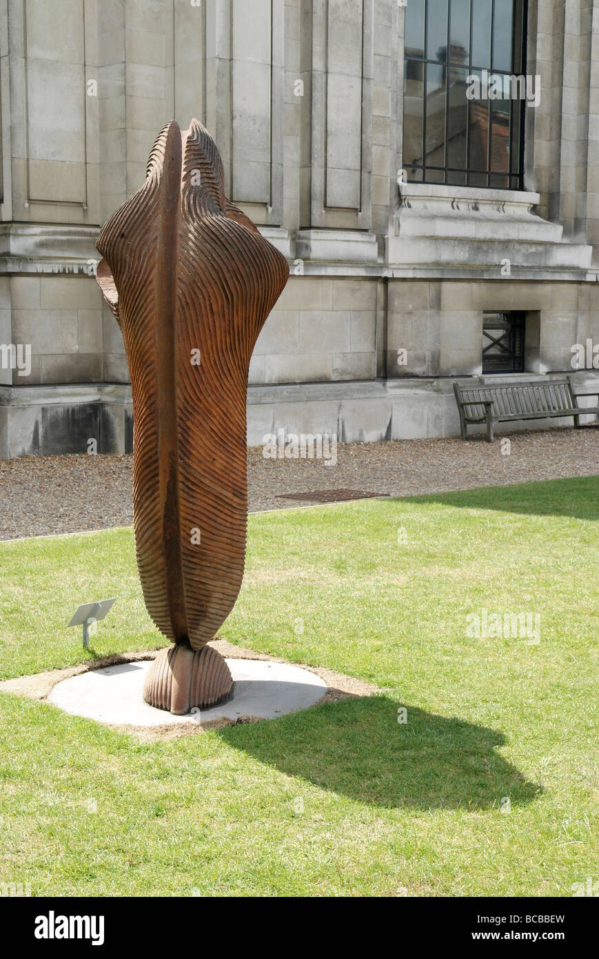 Modern art sculpture Cleft by Terry new on the lawn of the Fitzwilliam