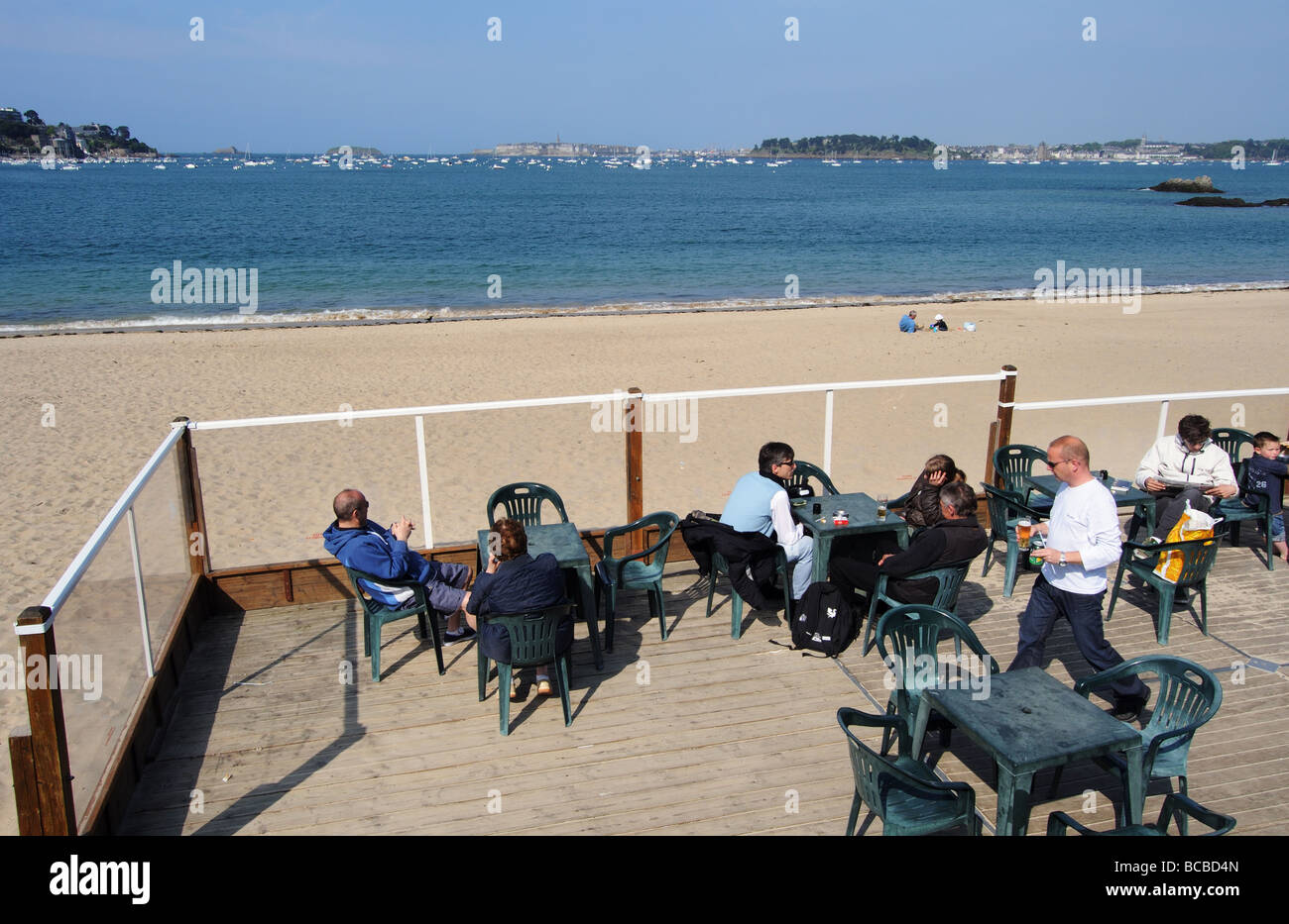 A beachfront cafe in Dinard Stock Photo