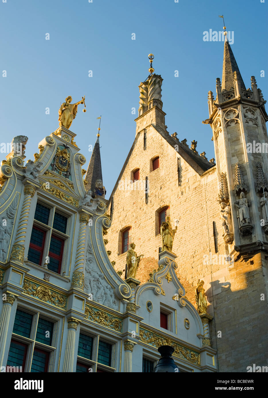 Detail of Oude Griffie, the Old Recorders House, built in Renaissance style, Burg Square, Bruges, Belgium Stock Photo