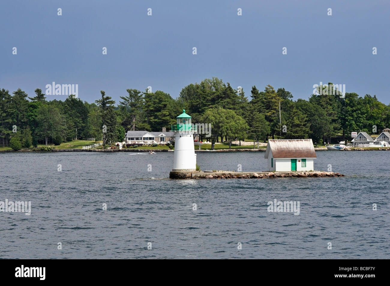 Lighthouse on one of the 1000 Islands, Ontario, Canada Stock Photo