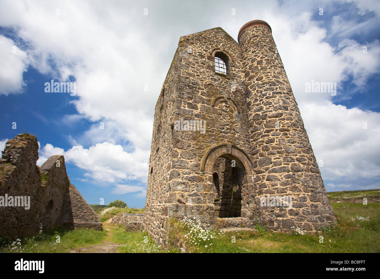 Wheal Reath ruined cornish tin mine engine house Cripplesease summer June st ives Cornish Riviera Cornwall England UK Stock Photo