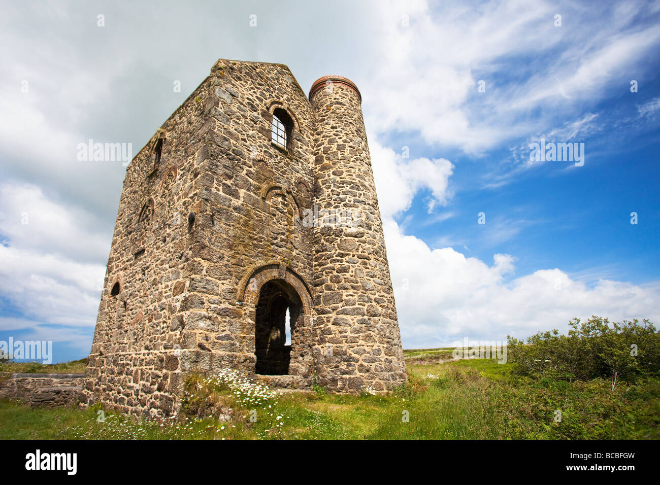 Wheal Reath ruined cornish tin mine engine house Cripplesease near St Ives West Cornwall England UK United Kingdom GB Stock Photo