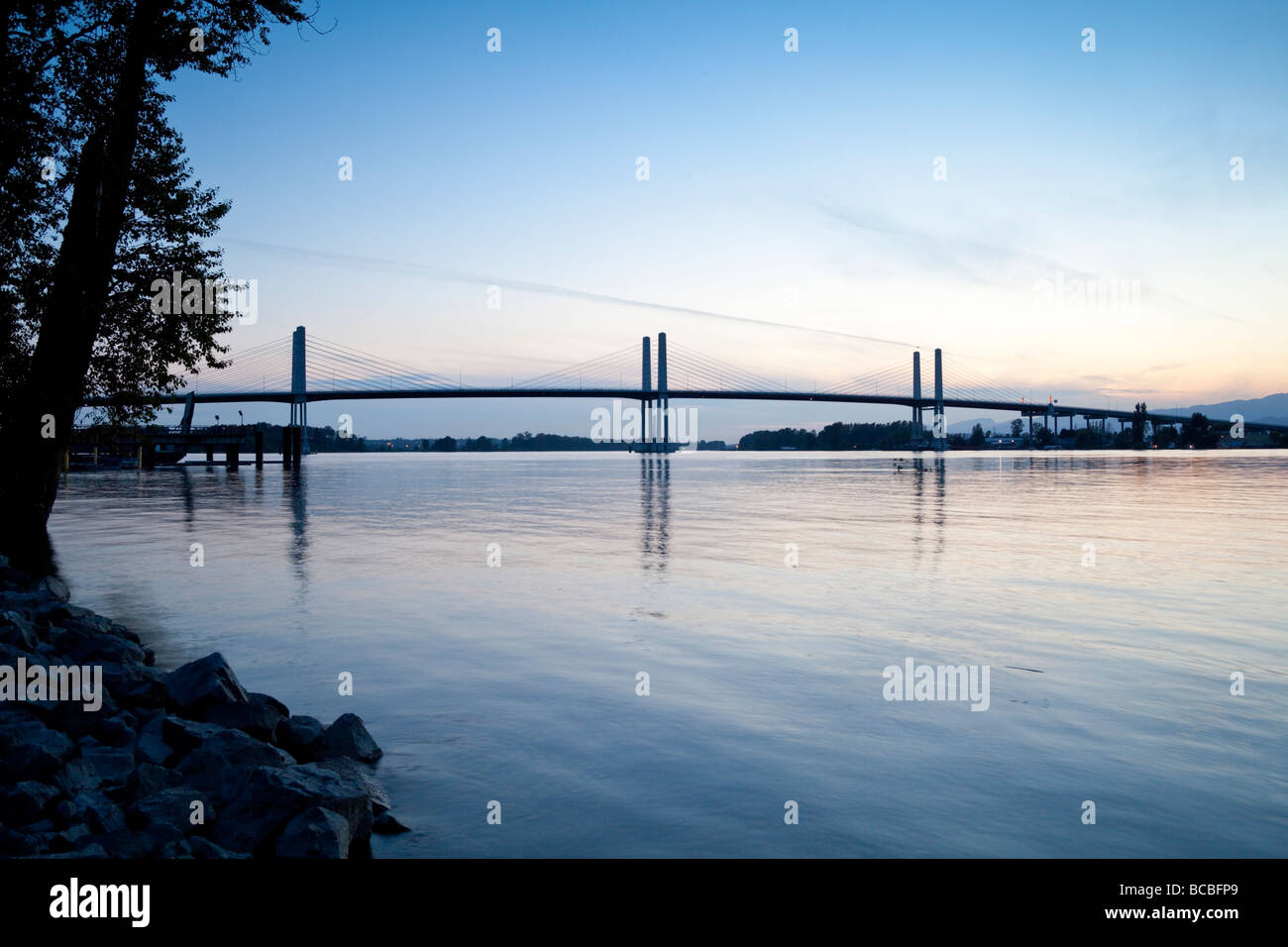 Golden Ears Bridge over the Fraser river at Langley and Maple Ridge, BC, Canada Stock Photo