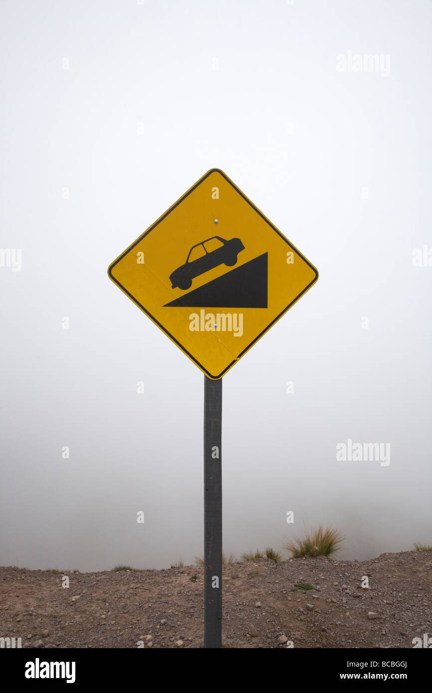 Steep grade road sign, Piedra del Molino, Salta Province, Argentina Stock Photo