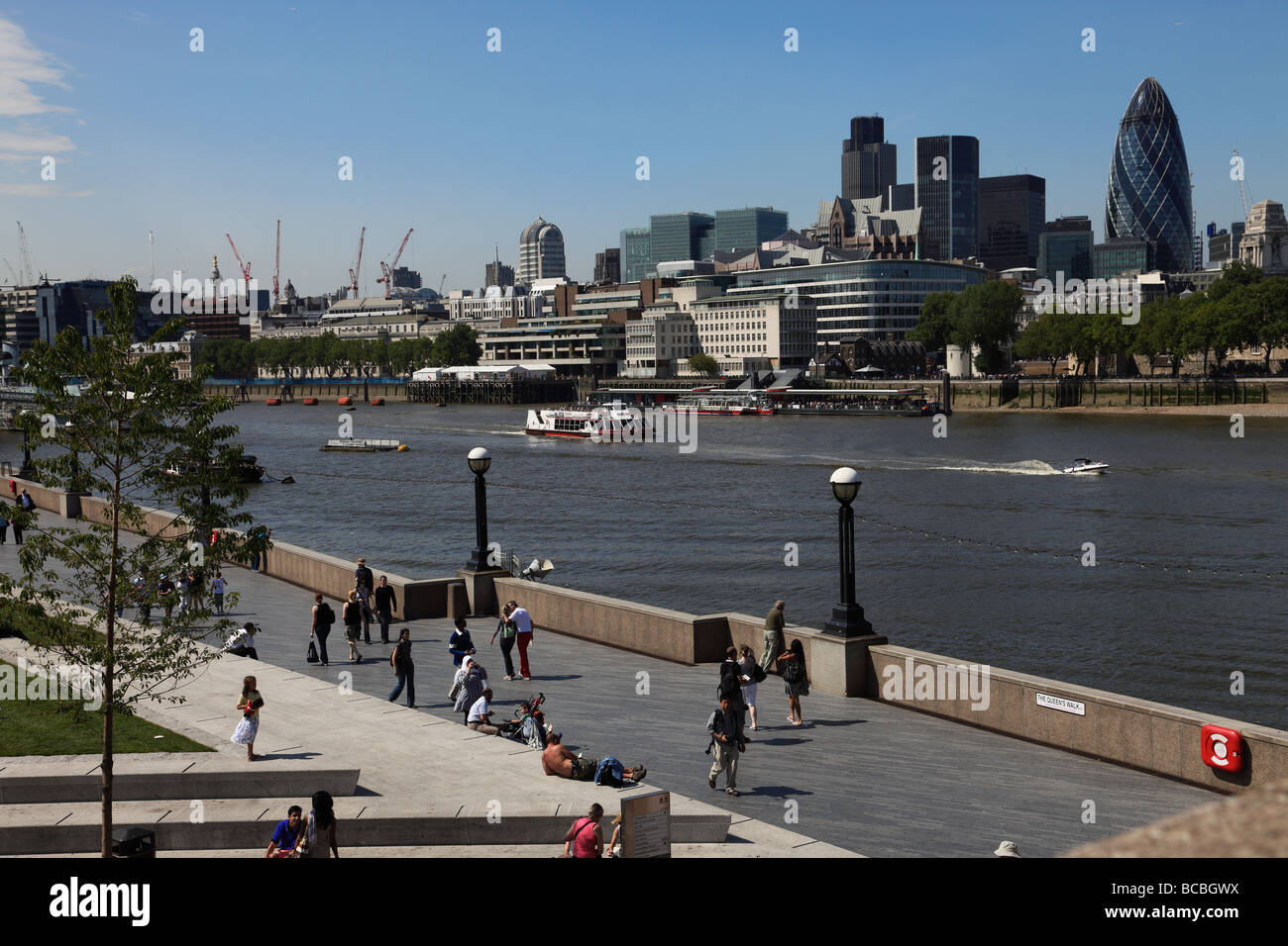 View across the river Thames to the London skyline Stock Photo