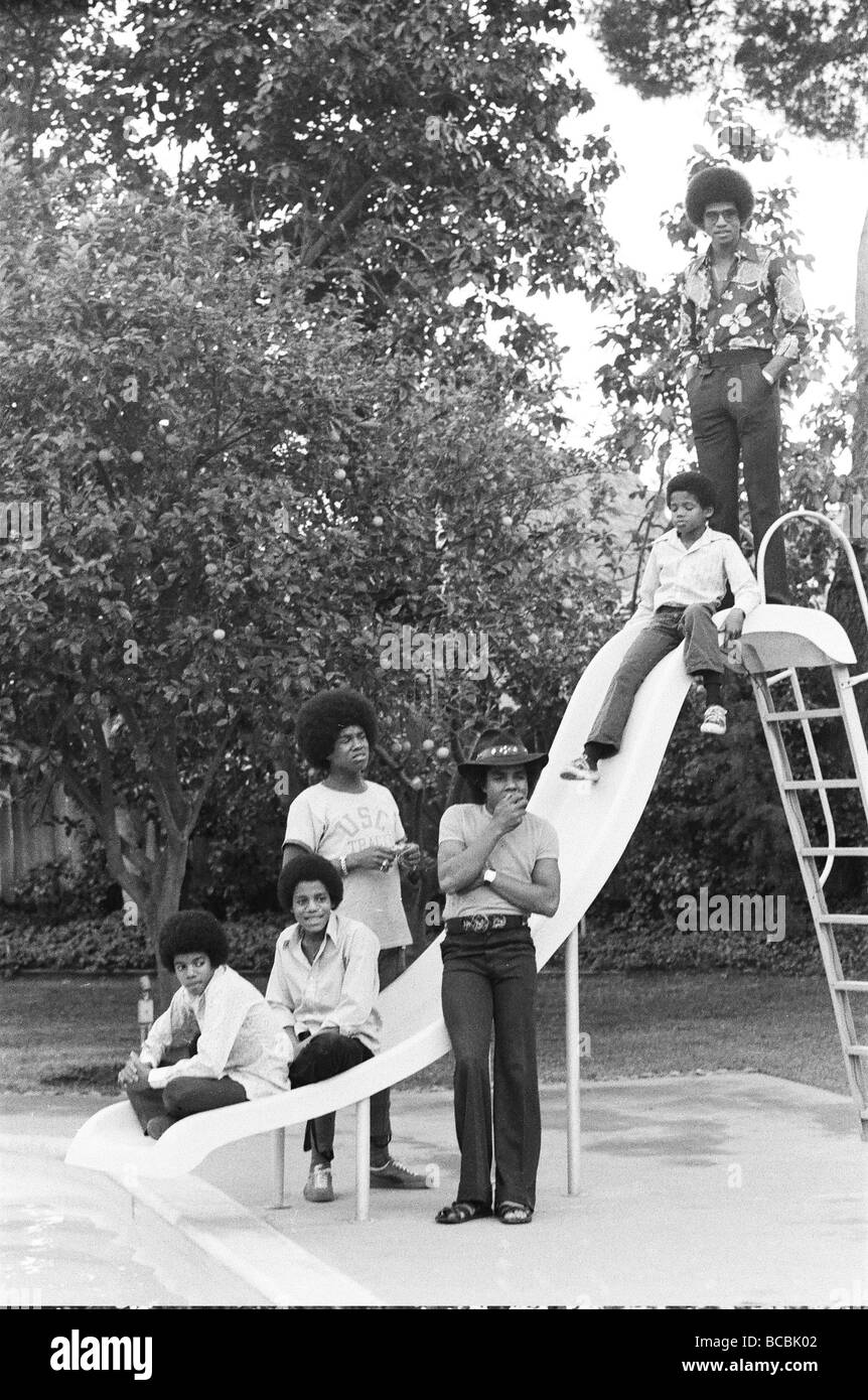 The Jackson Five at home in Los Angeles 23rd February 1973 Local Caption Tito Jackie Jermaine Marlon Michael Stock Photo