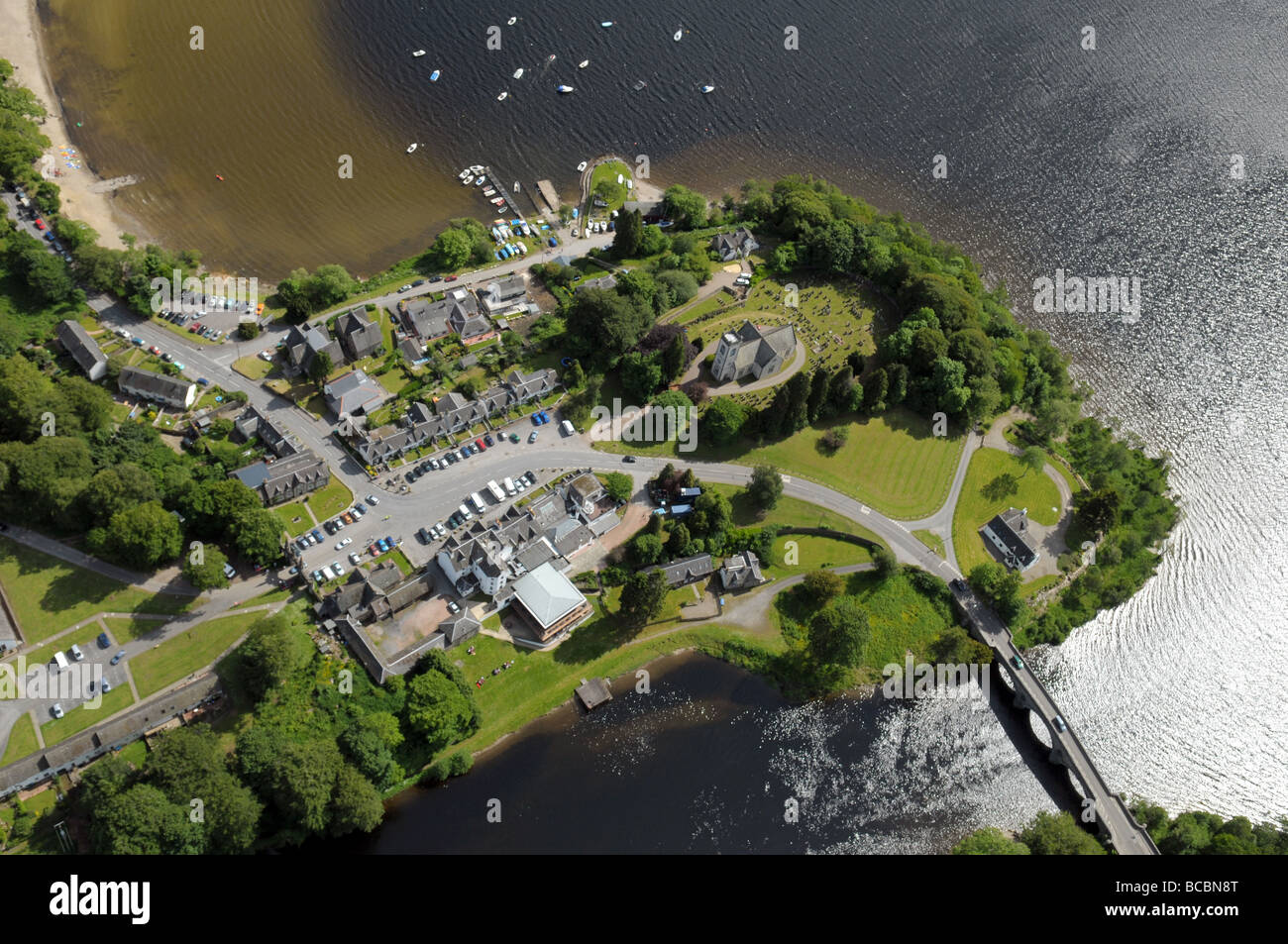 The village of Kenmore in Scotland from the air Stock Photo Alamy