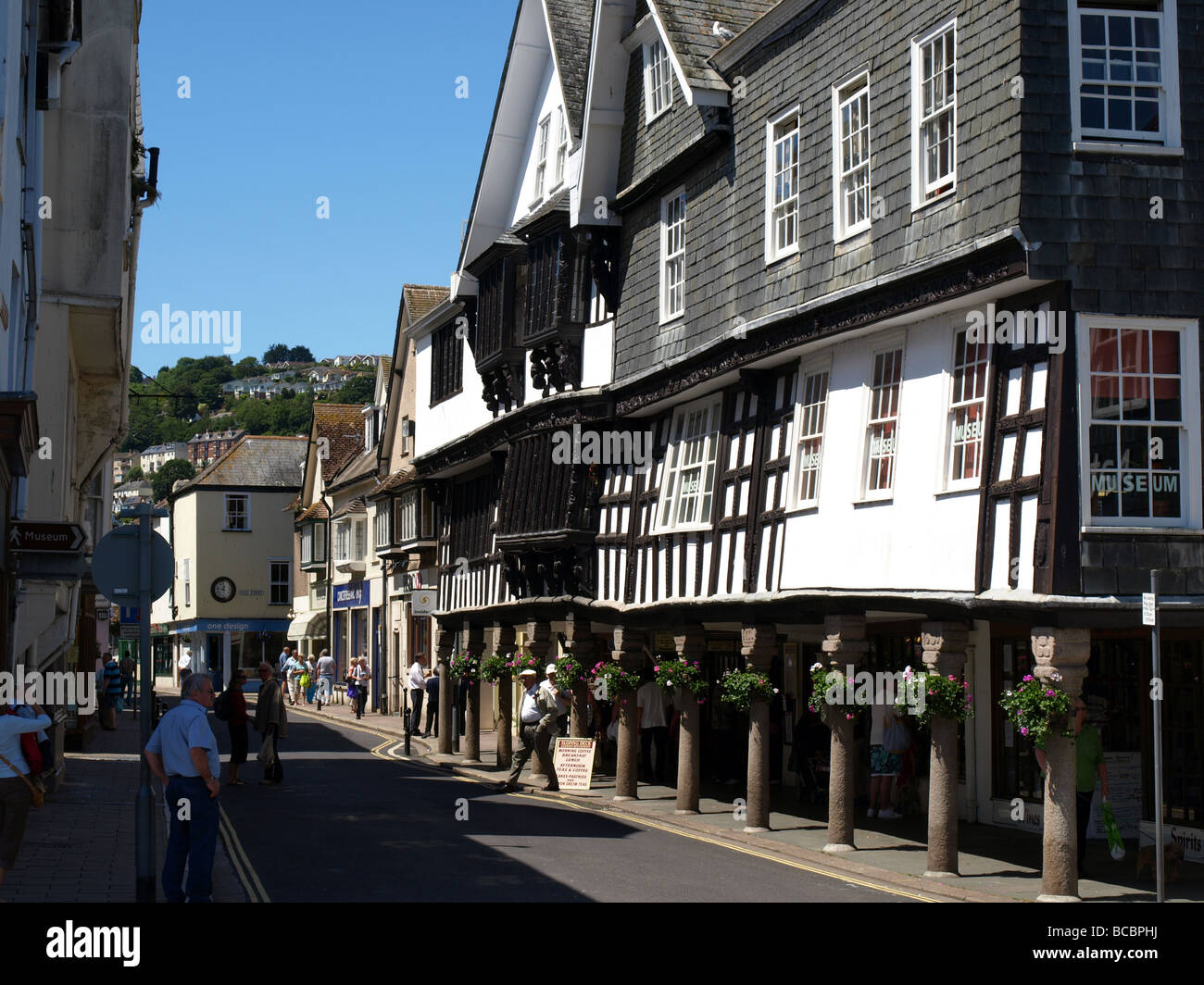 An old Tudor building on the high street of Dartmouth,Devon Stock Photo