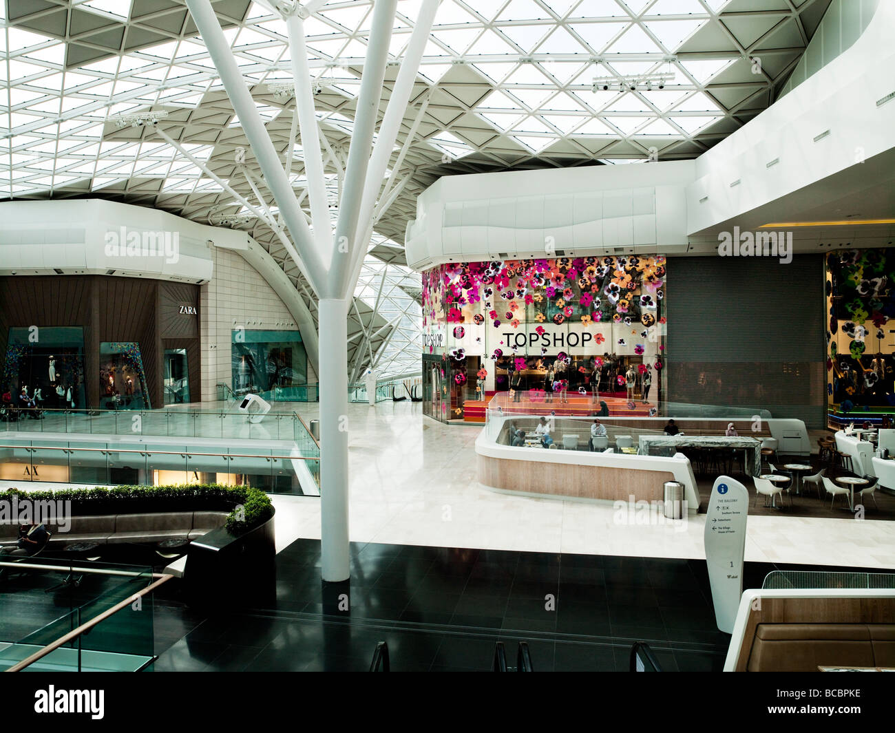Empty Shopping Mall. Coronavirus, Covid-19, Social distancing, 'safety first', Stock Photo
