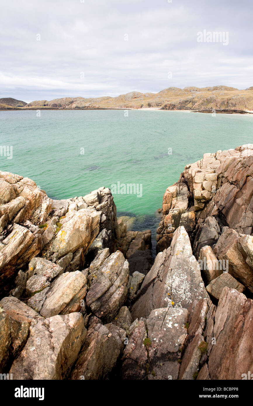 Rocks above Oldshoremore Bay, near Kinlochbervie, Sutherland, Scotland Stock Photo