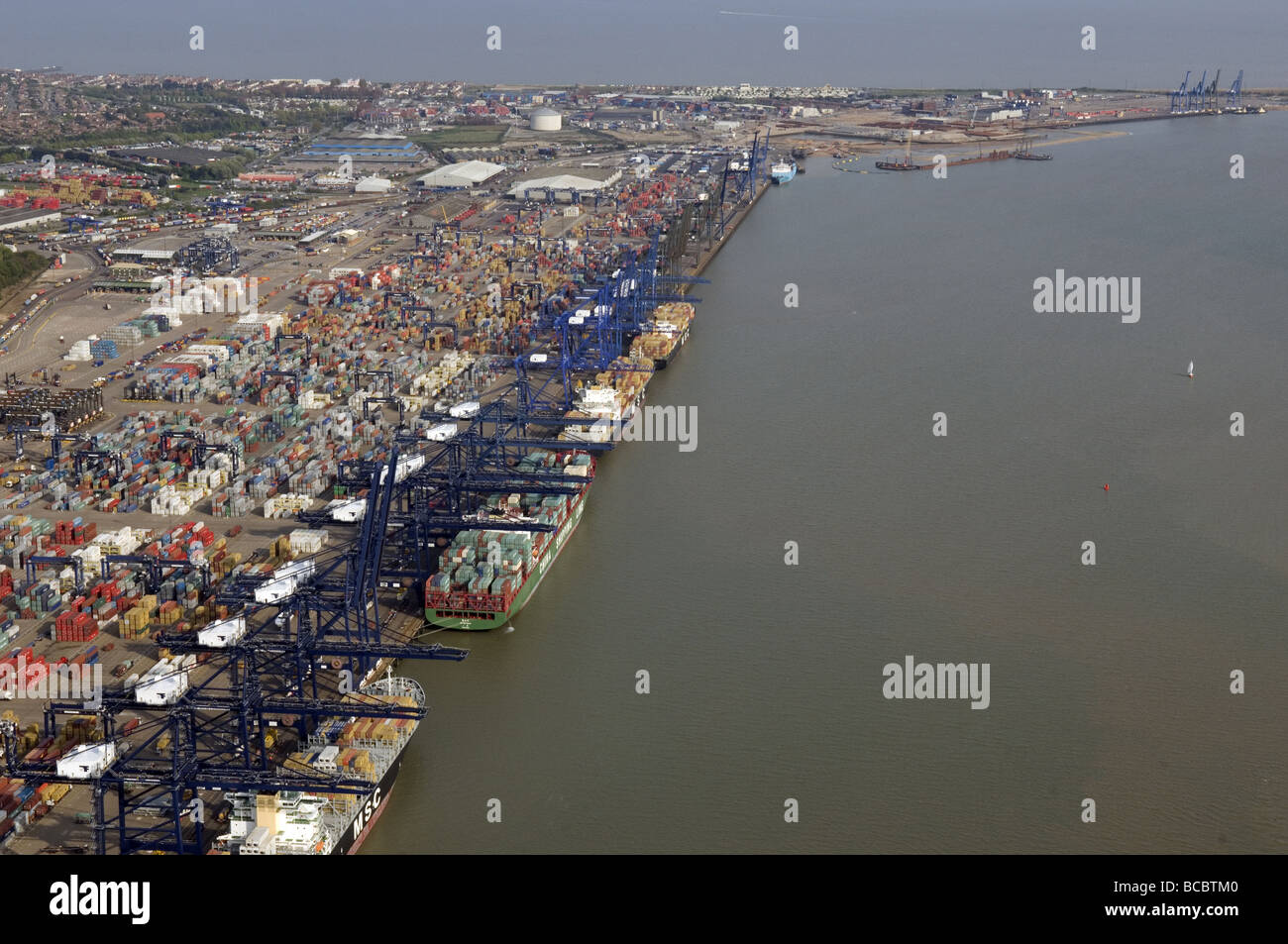 The Port of Felixstowe UK from the air Stock Photo - Alamy