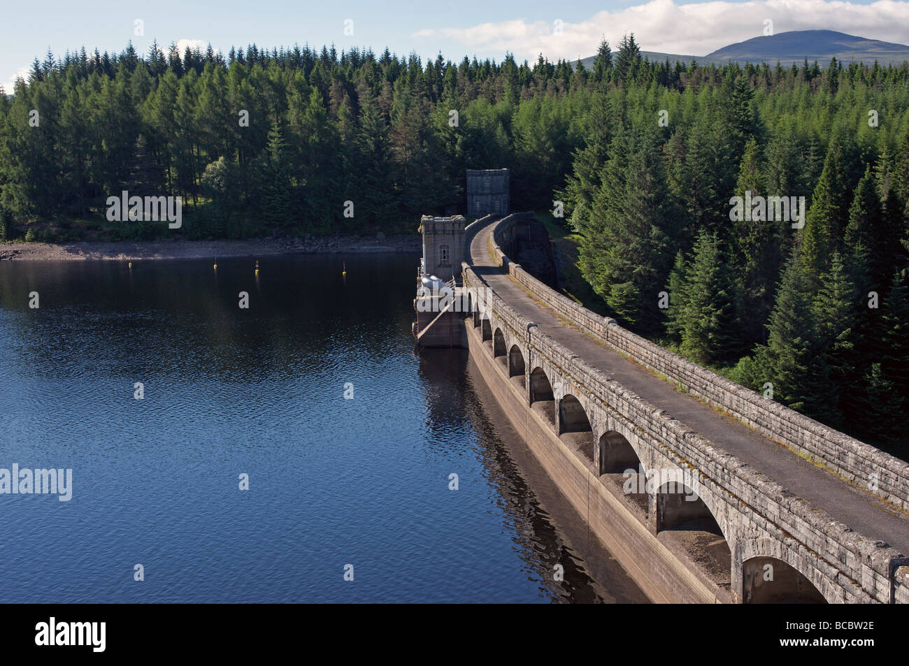 Loch Laggan hydro-electric water dam, Scotland. Stock Photo