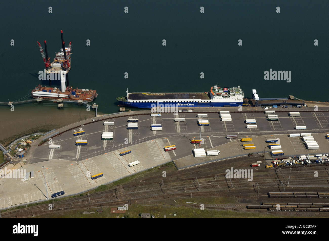 The Port of Harwich, Parkstone Quay and the Ferry ship Stena Transfer