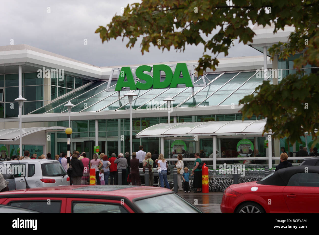 A fire engine,Asda store,fire safety,supermarket Stock Photo