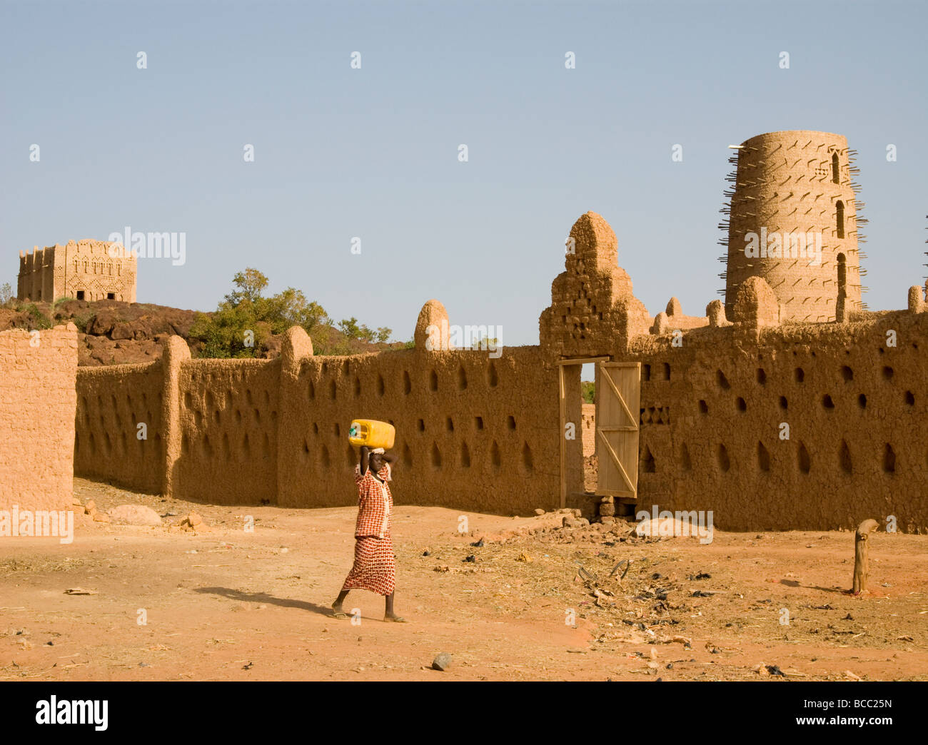 Burkina Faso. Sahel. Town of Bani. Sudanese style mosques.Minarets. Stock Photo