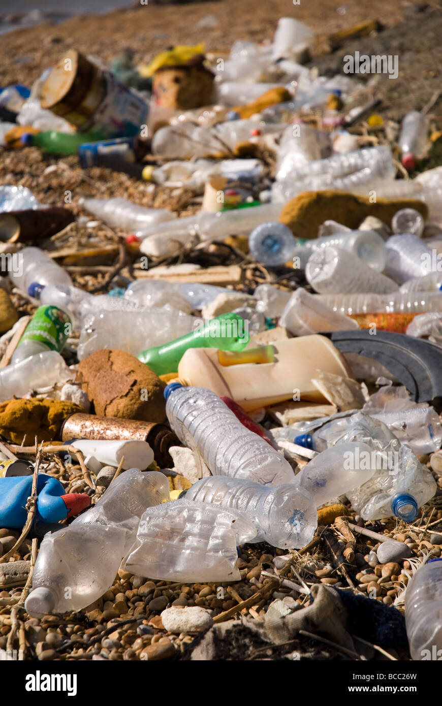 Rubbish washed up on a British beach Stock Photo - Alamy