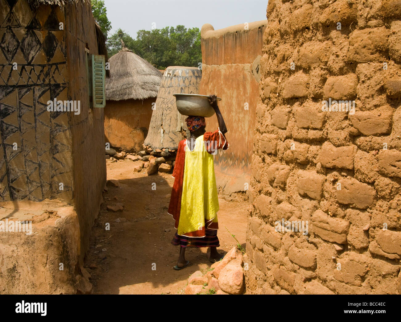 Burkina Faso. Gourounsi Country. Animist village of Tiebelé. Stock Photo