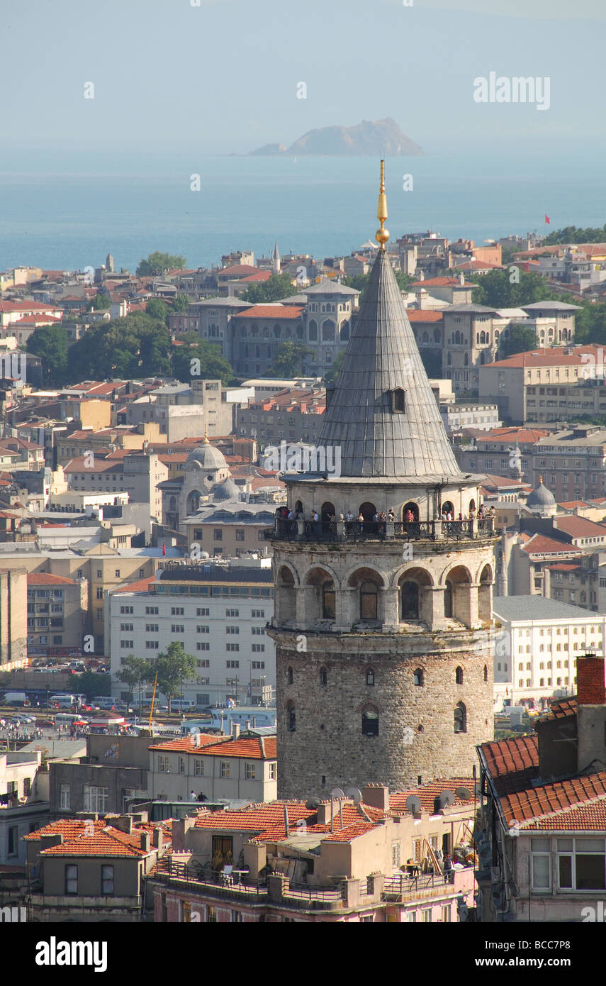 ISTANBUL, TURKEY. The Galata Tower in Beyoglu district. 2009. Stock Photo