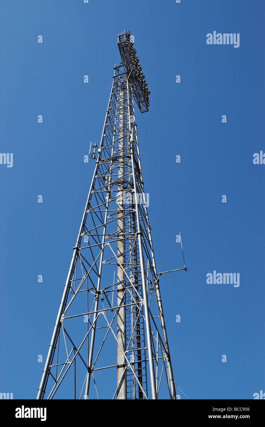 Football ground floodlights Stock Photo