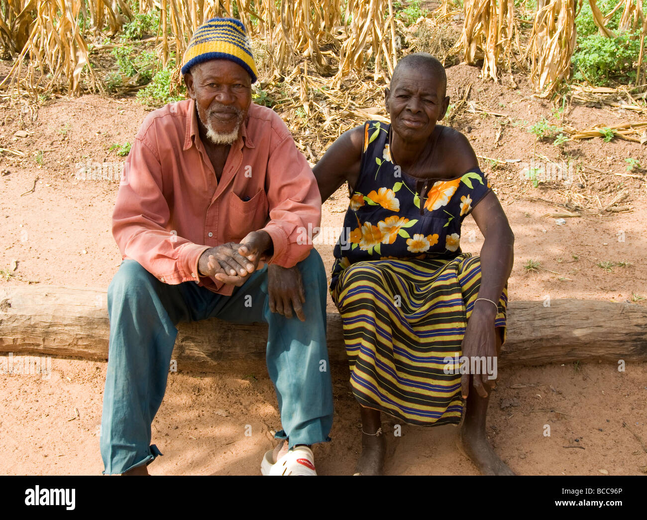 Burkina Faso. Lobi country. Elderly . Old couple. Stock Photo