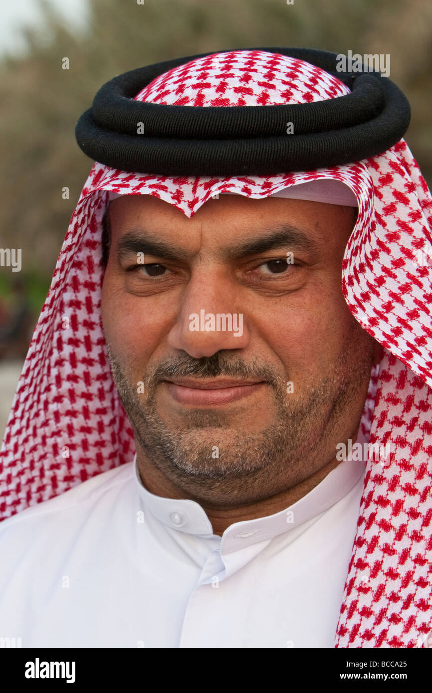Doha, Qatar. Arab Man Wearing traditional headdress, the kaffiya
