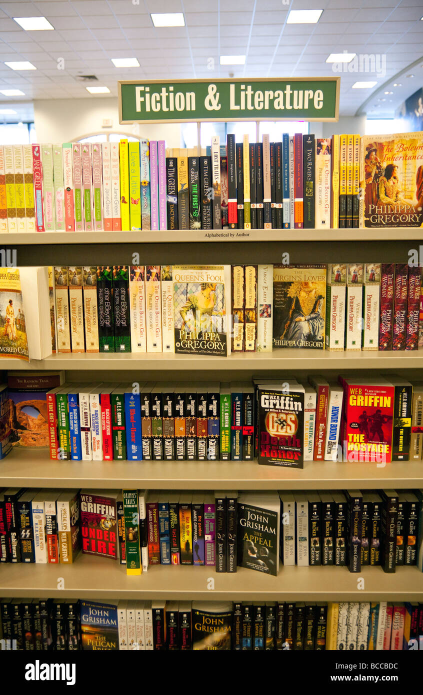 Fiction And Literature Books On Shelves