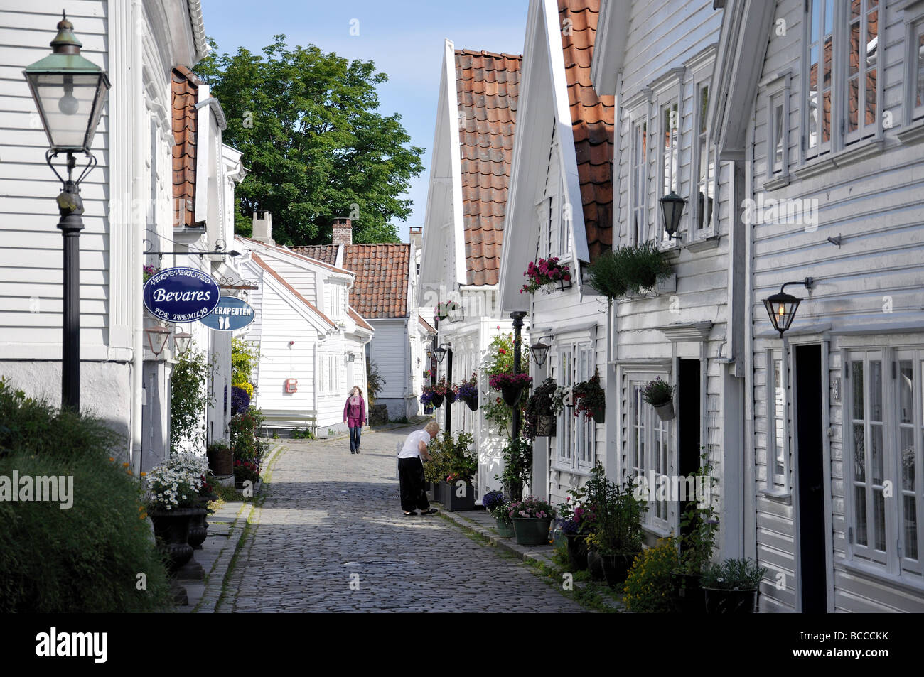 Wooden buildings, Gamle Stavanger, Stavanger, Rogaland, Norway Stock Photo