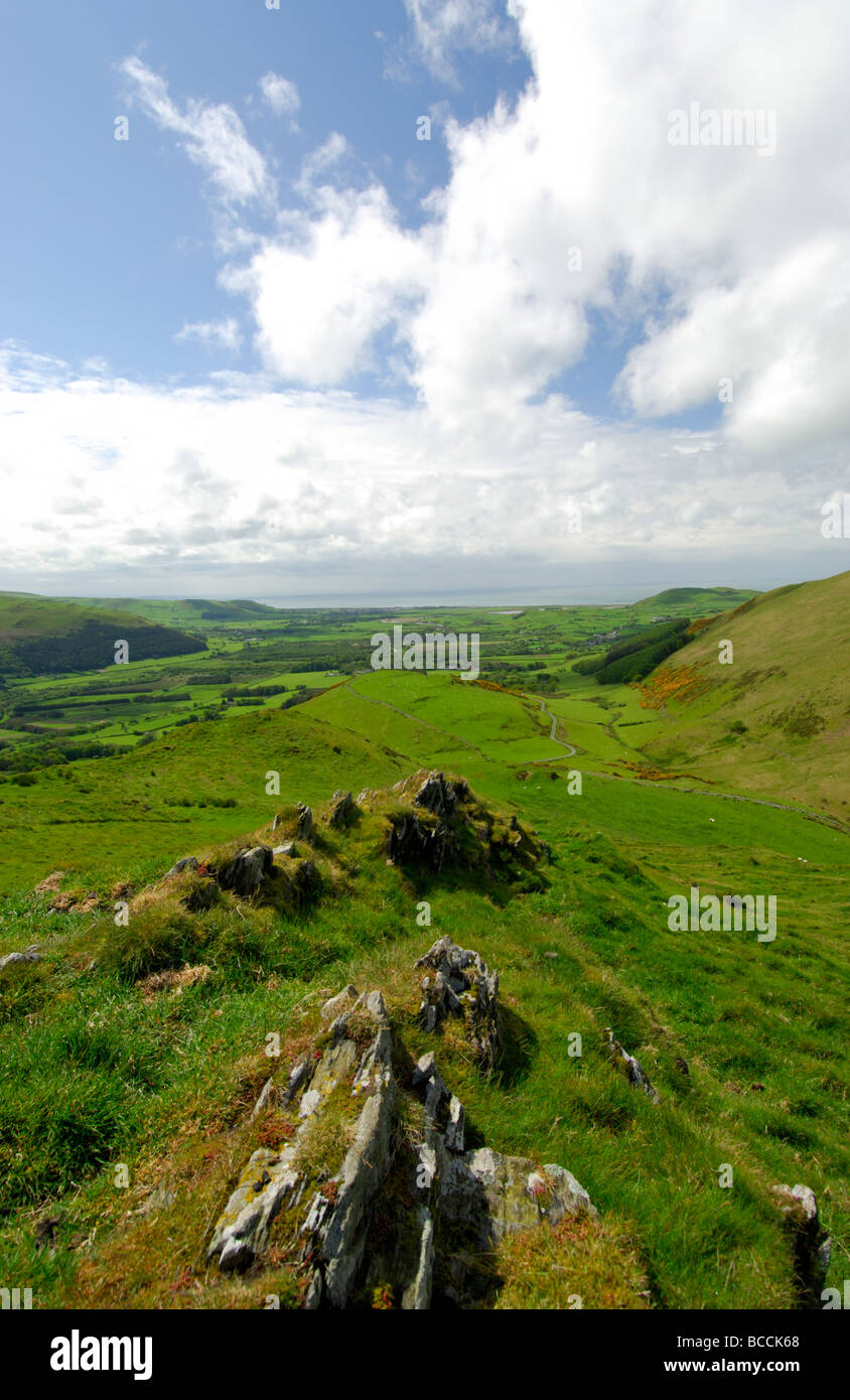 Looking towards Tywyn Gwynedd from Dysynni Valley North Wales UK Stock Photo