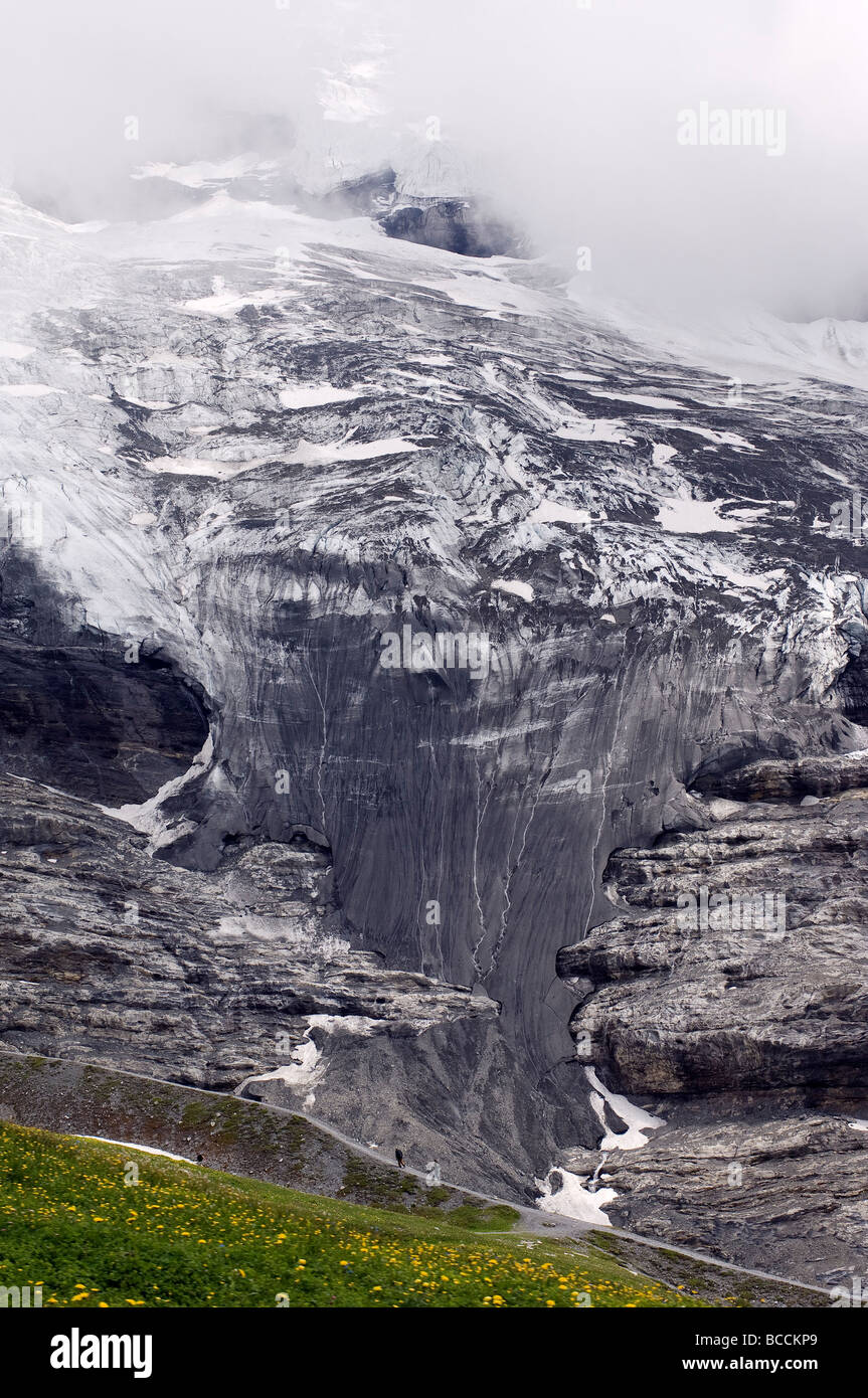 Switzerland, Canton of Bern, Bernese Oberland, Jungfrau Aletsch Bietschhorn (3 454 m) called the Top of Europe, Stock Photo