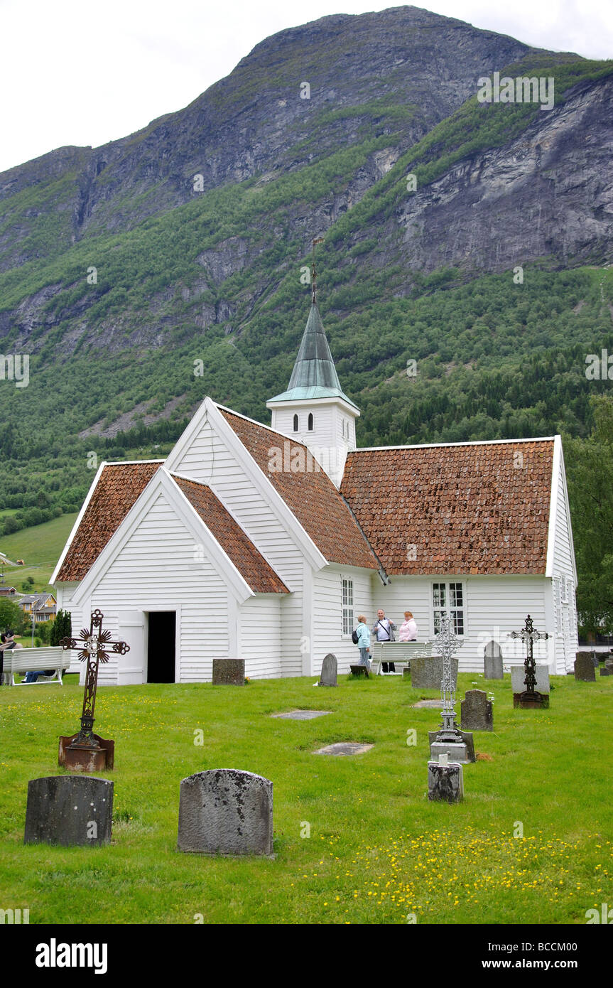 Olden Gamle Kyrkje Church, Olden, Nordfjordeid, Sogn og Fjordane, Norway Stock Photo