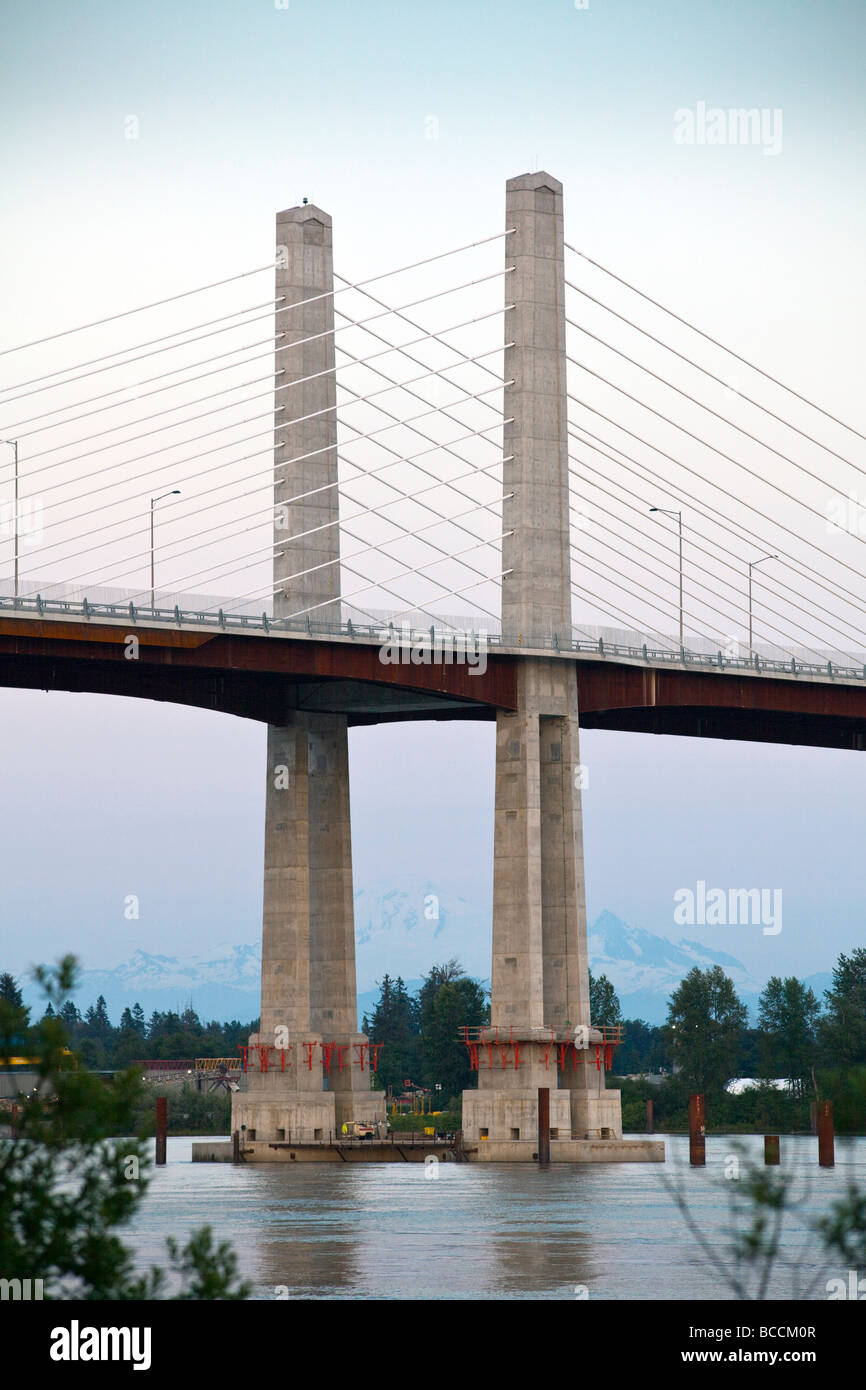 Golden Ears Bridge over the Fraser river at Langley and Maple Ridge, BC, Canada Stock Photo