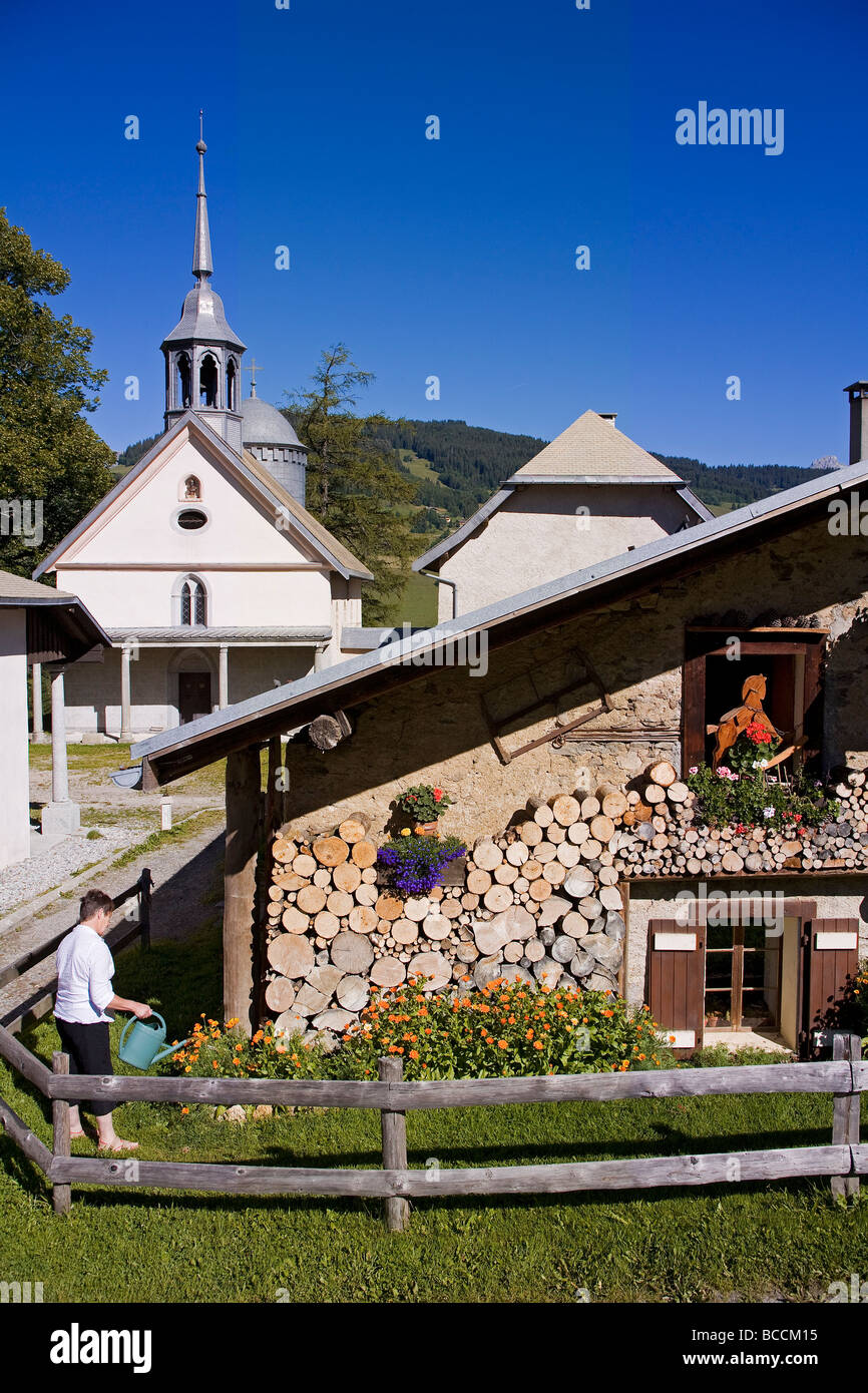 France, Haute Savoie, Megeve, Calvary chapel, property release Stock Photo