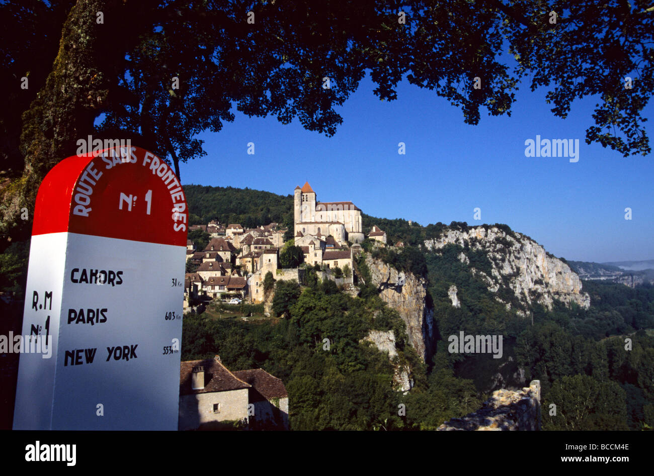 France, Lot, Marker N°1 created by Andre Breton with the village of