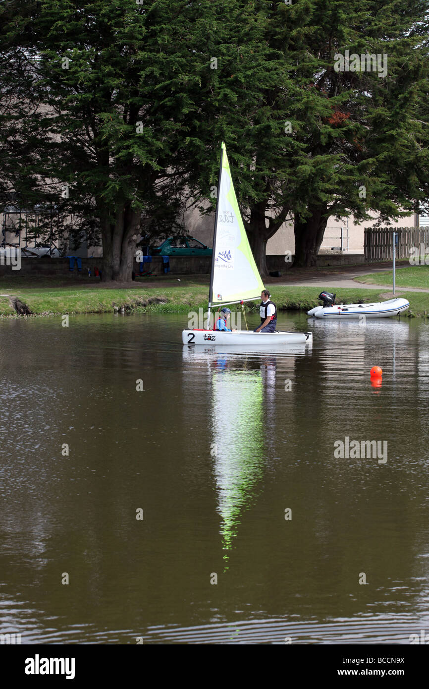 Sailing on Loch Soy in Portsoy, Aberdeenshire, Scotland, UK, Stock Photo
