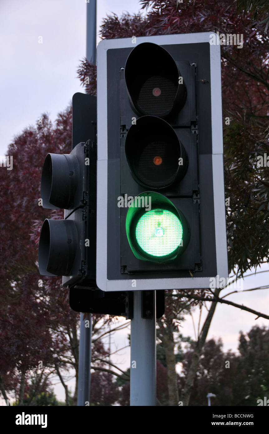 Green traffic light signal, uk Stock Photo