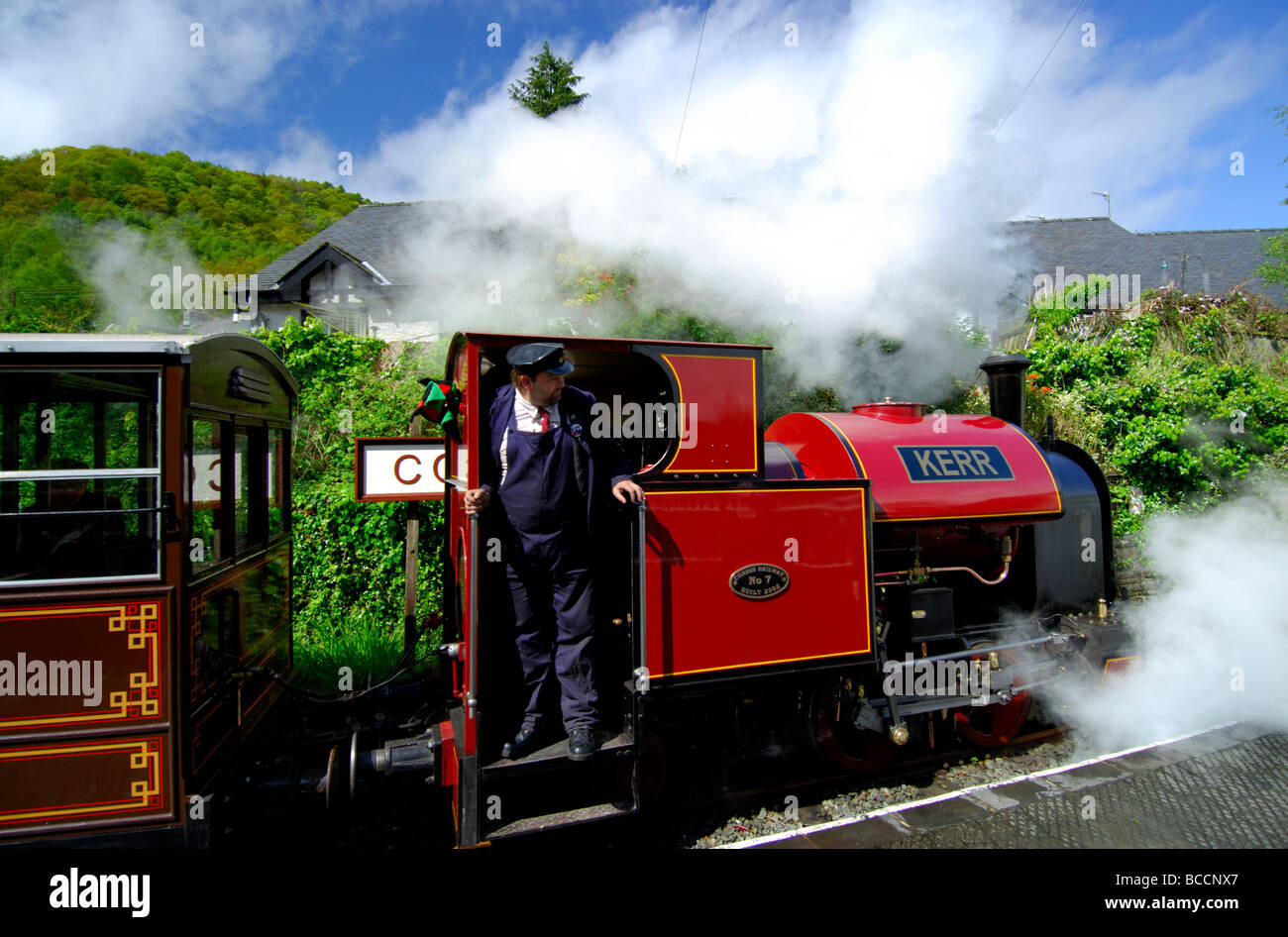 Steam railway engine Corris Gwynedd North Wales UK Stock Photo