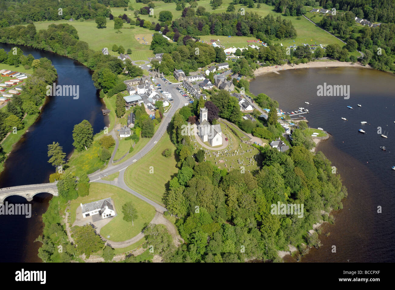 The village of Kenmore in Scotland from the air Stock Photo Alamy