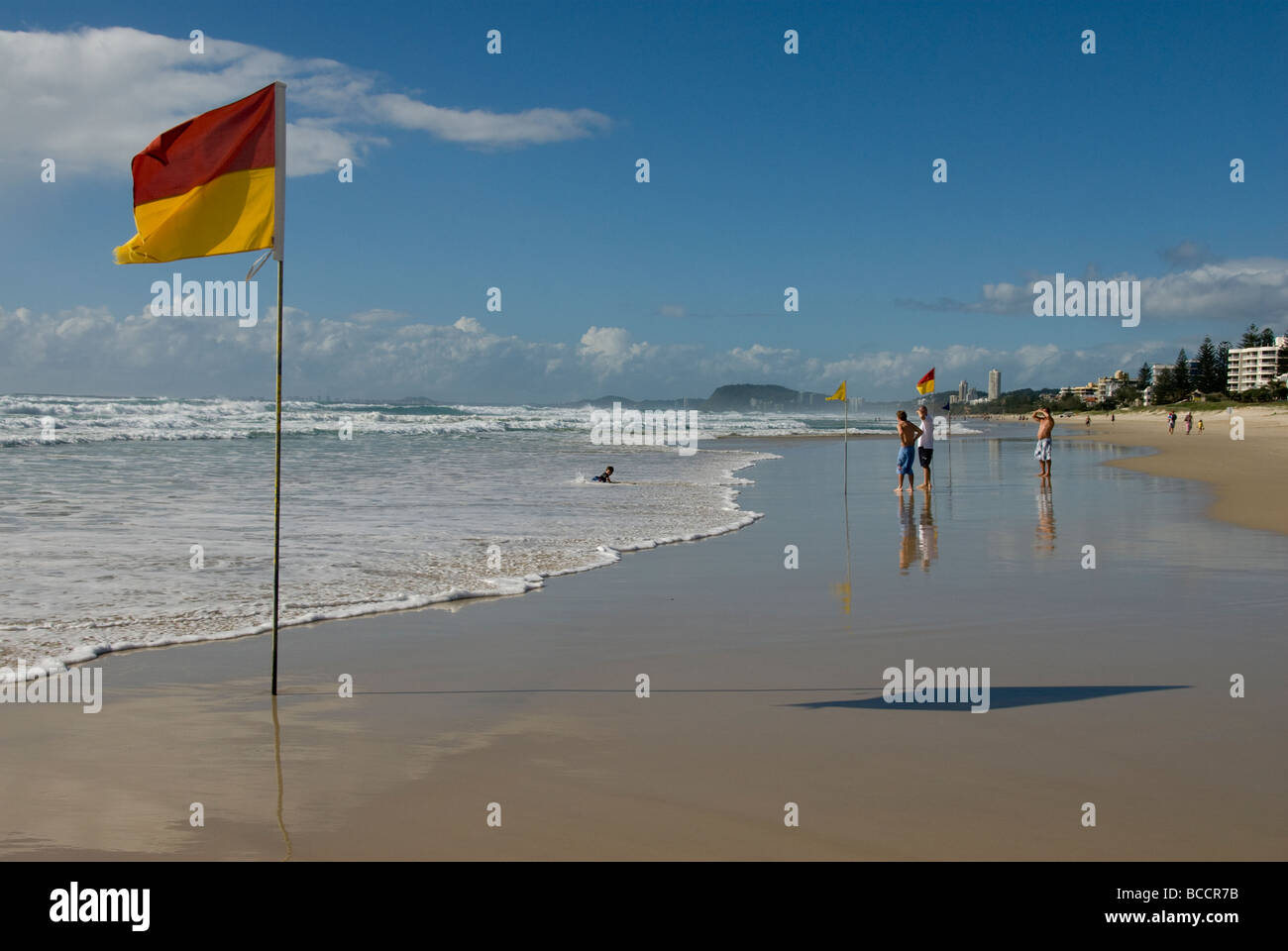 Surf lifesaving flag, patrolled beach, Surfers Paradise, Queensland