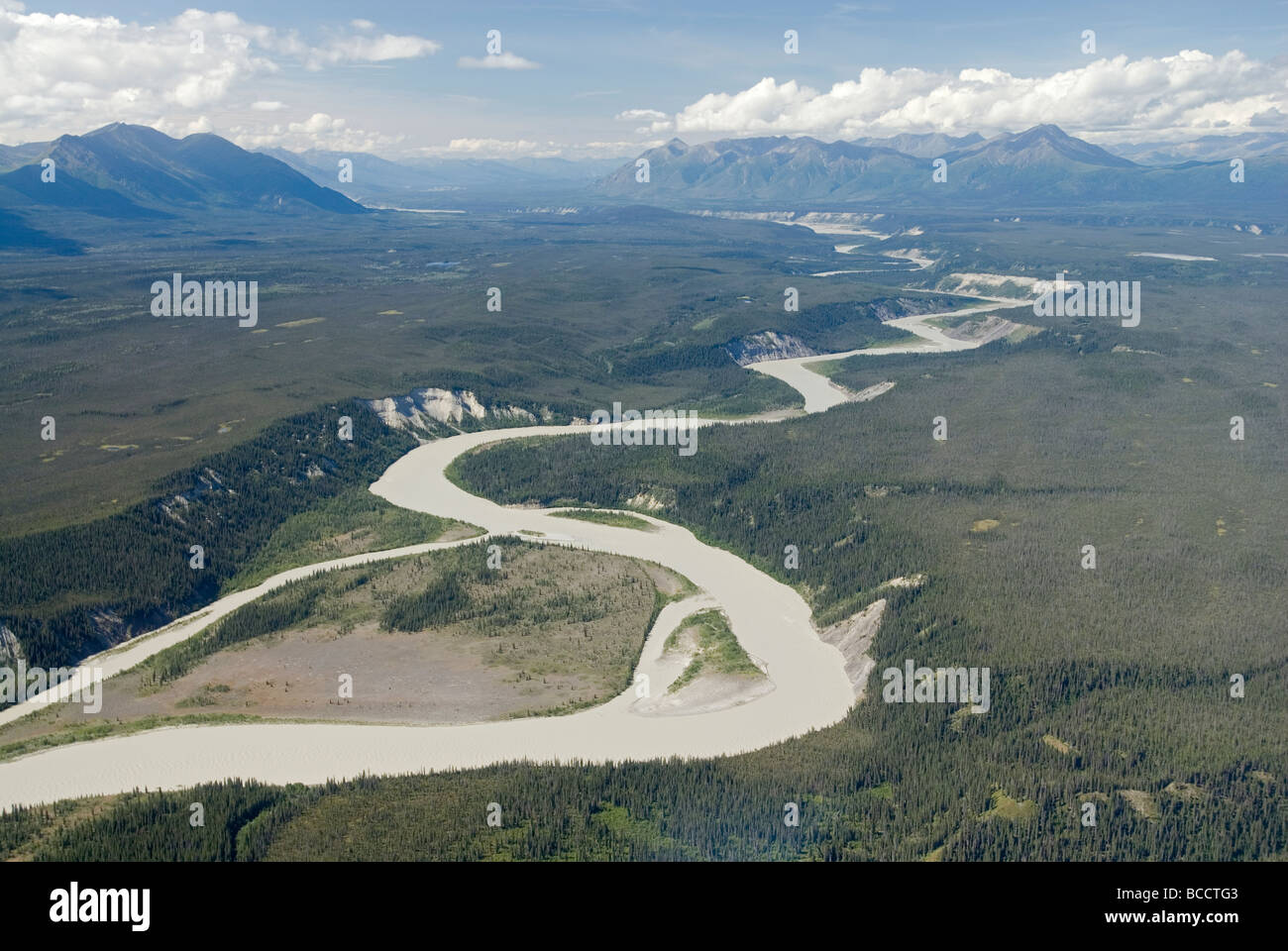 Aerial of the Chitina River and Wrangell Mountains Stock Photo Alamy
