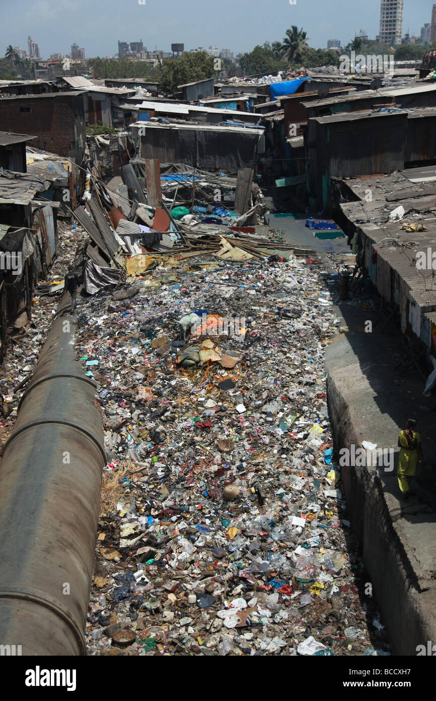 The notorious Dharavi slum Stock Photo