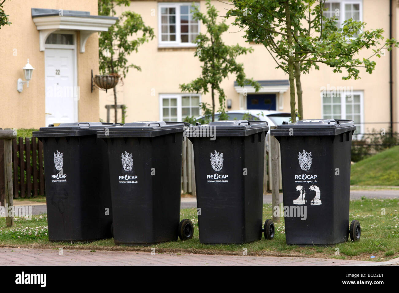 Wheelie bins on road hi-res stock photography and images - Alamy
