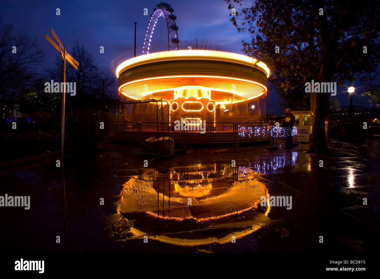 Merry go round by London Eye Stock Photo