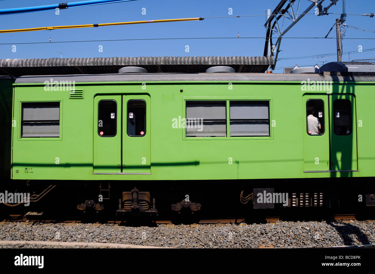Green Japanese train Stock Photo Alamy
