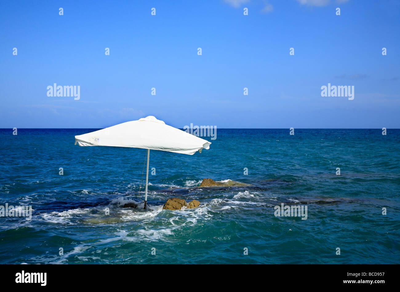 Parasol in the Sea Zante Greece Stock Photo Alamy