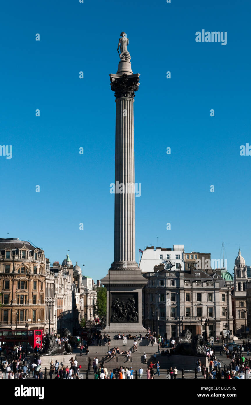 Nelson's Column in Trafalgar Square, London, England, UK Stock Photo