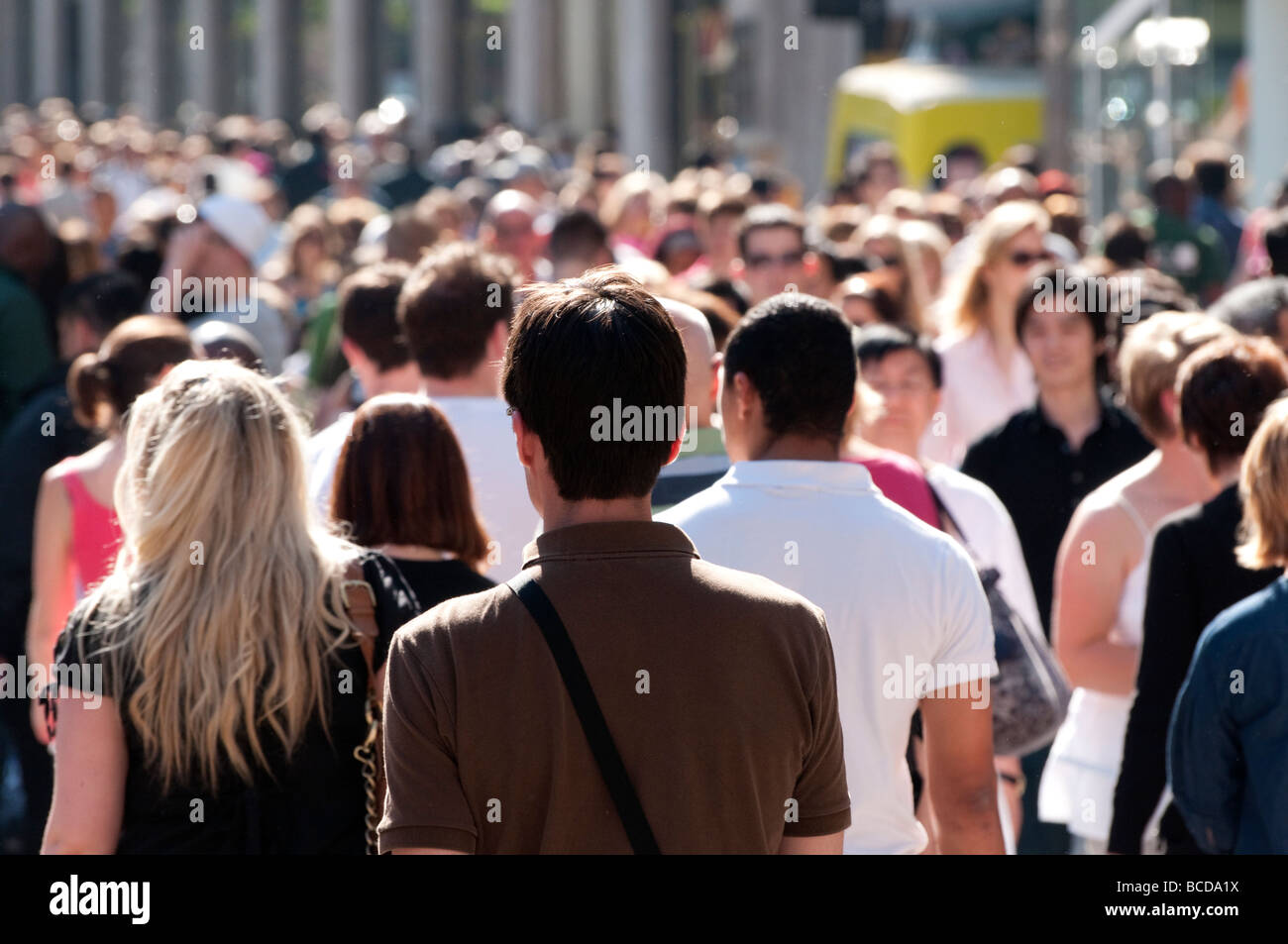 Large crowd of people in Oxford Street London England Britain UK Stock Photo