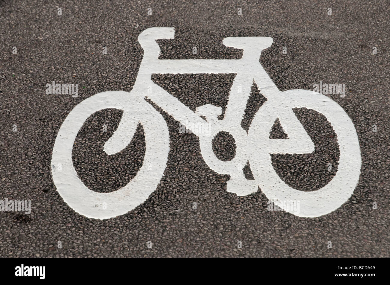 Cycle lane symbol road marking London England UK Stock Photo