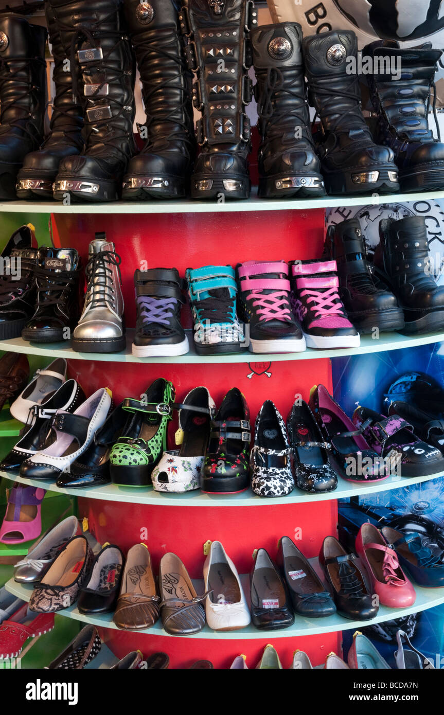 Trendy shoes in shop in Camden Market London England UK Stock Photo - Alamy