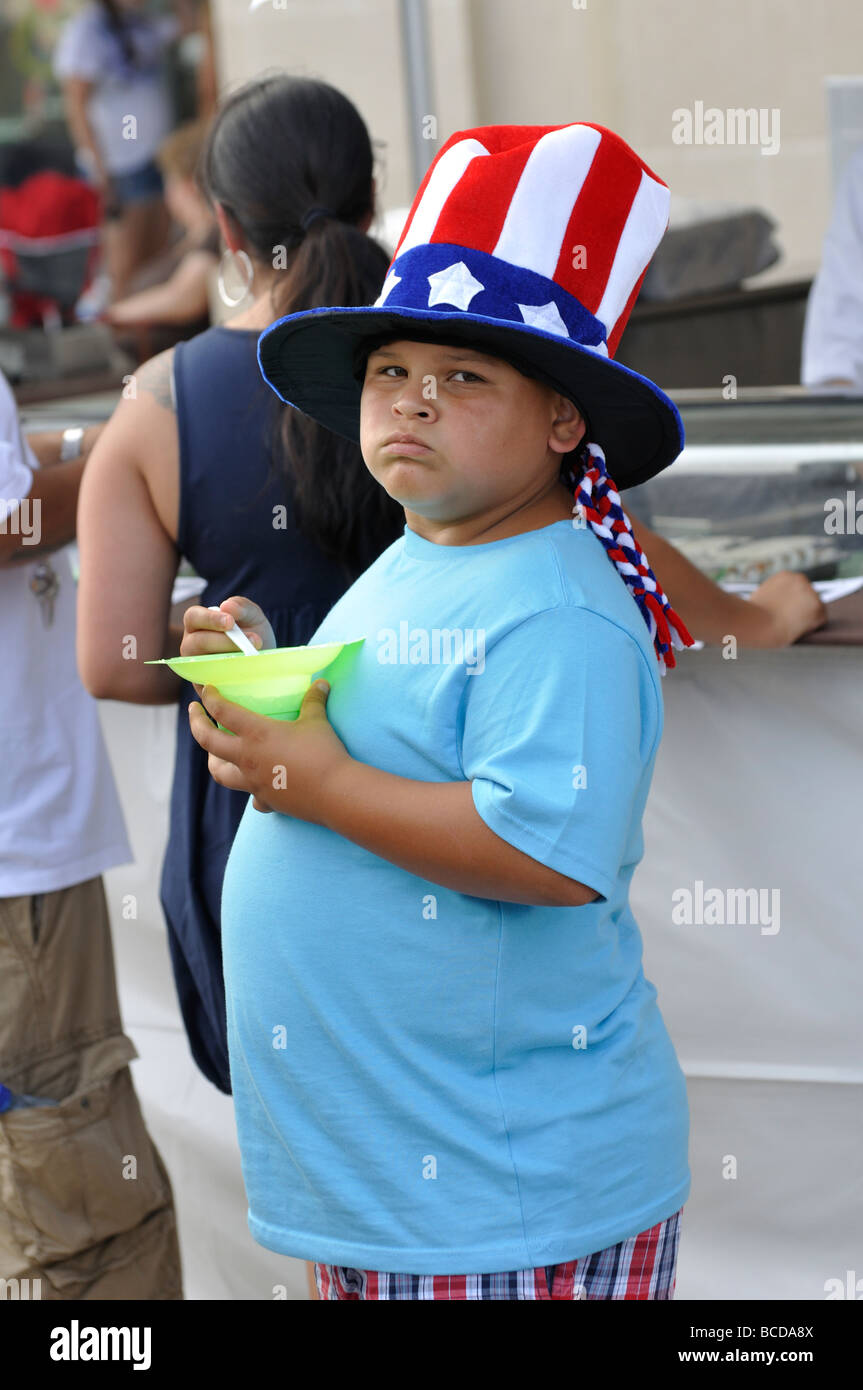 Obese Child Eating Ice Cream BCDA8X 